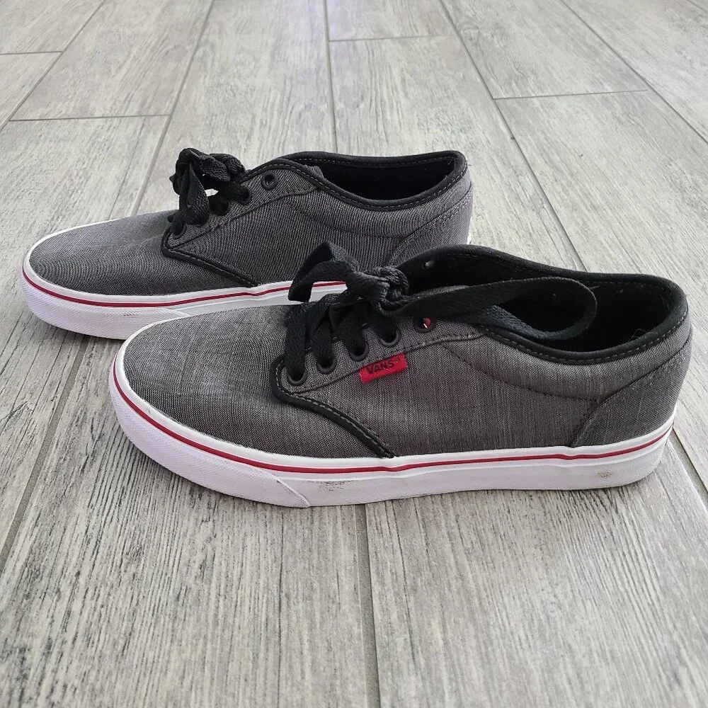 Vans mens Atwood textile black grey and red low top canvas sneakers size 7